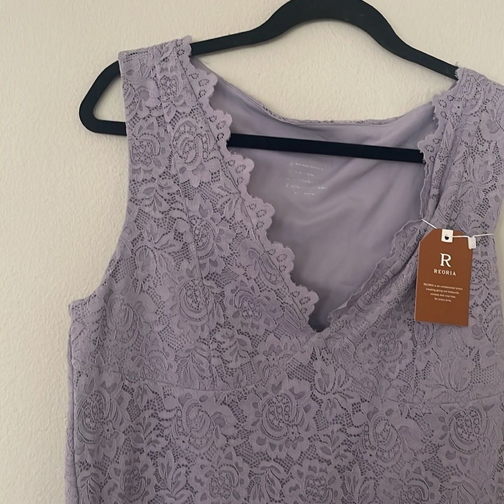 Elegant Lace Sleeveless Top in Lavender Size XXL - Picture 5 of 7